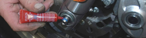 Blue Medium Strength Thread Locker For Automotive And Metal Projects Pro Grade 36 Ml 1 Pack applied to metal fastener.