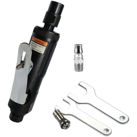 Pro Grade Air Die Grinder 22000 RPM Pneumatic Tool With 3mm And 6mm Collets and wrenches for assembly and maintenance.