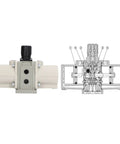 Gas Booster Pump For Industrial Air Systems, Pneumatic Booster Valve That Doubles Inlet Pressure Up To 2x with schematic design