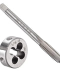 Two Piece 5/16-18 UNC Tap And Die Set With High Speed Steel And Alloy Steel For Right Hand Threads Includes Straight Flute Tap And Round Thread Die Great For New Or Retapping Damaged Threads And Fast Chip Removal