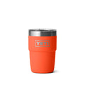 Stackable 8 Oz Stainless Steel Coffee Cup Hella Durable Insulated Tumbler Top Shelf For Barista Espresso Drinks Slick Travel Mug In Bright Papaya Orange with stainless rim