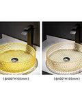 s Sink - Tempered Bathroom Vessel Basin for Bar, Cloakroom, Countertop with Accessories - Design for Home Decor in yellow and clear finishes.