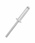 Single Aluminum Blind Rivet 3/16 By 3/4 Inch shown in silver for metal and wood fastening with high strength aluminum mandrel.