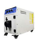 Heavy Duty Portable Welding Fume Extractor Rock Solid Industrial Air Cleaner, white metal housing on wheels for easy mobility.