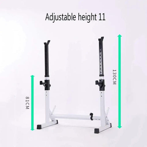 Adjustable Multifunctional Weightlifting Bench And Squat Rack For Home Gym with height measurement markings.