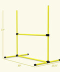 Four Piece Adjustable Dog Agility Jump Set Training Kit with Portable Carry Bag For All Sizes Easy Height Adjustments Park Ready Outdoor Practice Yellow