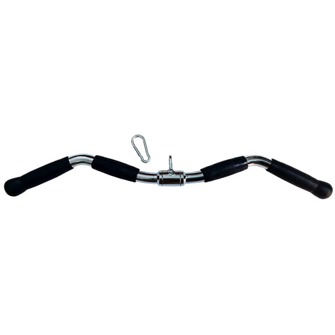 29 Inch Revolving Lat Pulldown Bar With Rubber Grip for cable machines, straight bar laid flat with metal carabiner