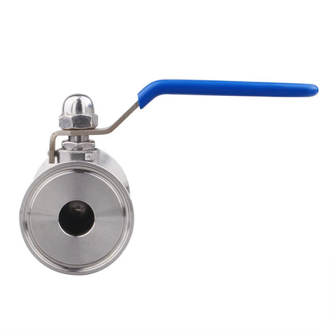 Front view of 1.5 Inch Tri Clamp Ball Valve Stainless Steel 304 PTFE Lined Sanitary Clamp Flow Control For Three Quarter Inch Tube