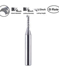 SpeTool 5pc carbide single-flute end mill set, 1/8 in cutting diameter, 1/4 in shank, 1/2 in cutting length.