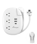 US To Europe Travel Plug Adapter With 3 Outlets And 3 USB Ports USB C European Power Strip With 3 Foot Cord