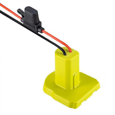 Upgraded Power Wheel Adaptor For Ryobi 18V Batteries With 30A Fuse And Heavy Duty Wire Terminals in yellow with connector