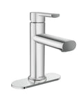 Meena Chrome One-Handle Bathroom Sink Faucet With Single Hole Mount And Optional Deckplate Drain Assembly Slick Chrome Finish