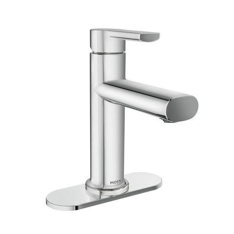 Meena Chrome One-Handle Bathroom Sink Faucet With Single Hole Mount And Optional Deckplate Drain Assembly Slick Chrome Finish