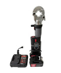Hot MEZ-300 Hydraulic Battery Powered Cable Lug Crimpers Rechargeable 18V Electric Press Tool with 11 Die Sets, showing crimper head and battery. 