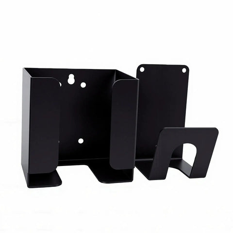 Heavy Duty Wall Mount Electric Vehicle Charger Bracket With Dual Iron Racks For Smart Garage Cable Organization, black metal design.