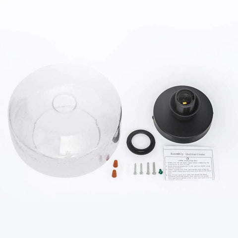Components of Industrial Ceiling Light Fixture With Seeded Glass Shade Semi Flush Mount Black Base For Dining Room Bedroom Hallway