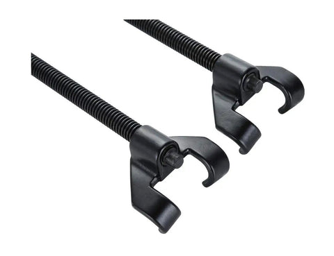 Close-up of 14 Inch Coil Spring Compressor Tool For MacPherson Suspension Struts, heavy-duty forged steel with hooks and threaded rods.