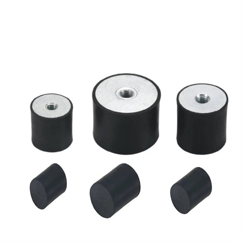 Rock Solid Rubber Vibration Isolators And Shock Absorbing Mounts That Crush Engine Rattling Features M10 Female Thread Bobbin Damper Stud With A Hella Sturdy 50X50mm Base, showcasing various rubber mounts.