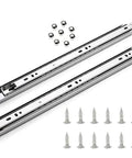Heavy Duty 16 Inch Drawer Slides Set With 3 Section Full Extension Ball Bearing Side Mount 100 Lb Capacity Zinc Plated Steel Includes 5 Pairs
