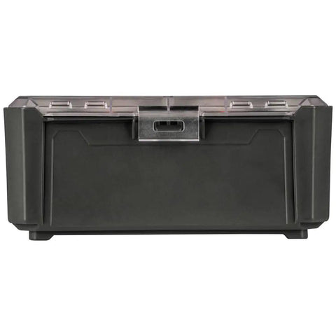 MODbox Parts Bin Rail Attachment For A Modular Tool Storage System Side Mount With One Handed Release And Clear Lid