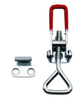 Heavy Duty Pull Latch Clamp With 360 Pounds Capacity Adjustable Hook And Toggle Fastener That Lets You Lock Doors Securely In A Breeze For Trucks, Cabinets Or Heavy Storage Gear. metal latch clamp with red handle and mounting bracket