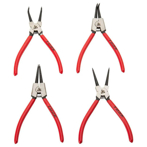 Heavy Duty Snap Ring Plier Set Four Piece Stainless Steel Includes 45 Degree Internal And External Pliers And Straight Internal And External Pliers For Easy Circlip Removal And Installation