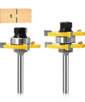 Kickstart Your Woodworking With This Awesome 2PC 6mm Tongue And Groove Router Bit Set showing T-slot joinery router bits and joint sample.