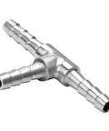 Stainless steel 3-way hose barb tee fitting with 3/16" barbs, 2-pack