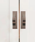 Modern Orb Finish Invisible Cabinet Drawer Pull Handle For Kitchen And Bath, 64mm center to center, on white doors