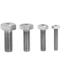 Stainless Steel Drill Guide Kit For Broken Studs 25mm Guide with M6, M8, M10, M12 bolts shown in size comparison for industrial use.