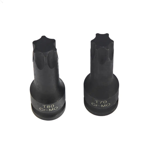 Two driver bits T70 and T80 from 8 Piece Pneumatic Wrench Hex Drive Bit Set T30 T40 T45 T50 T55 T60 T70 T80 Driver Bits For Ratchet Wrench And Drill