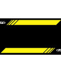 Factory Effex Motocross Bike Mat With Rubber Edging Carpeted Pit Floor Protector For Dirt Bikes, black mat with yellow stripes