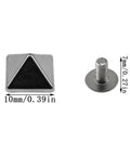 30 Pack Of 10mm Square Tip Zinc Alloy Screw Rivets In Sleek White Nickel Finish showing a square and round rivet design.