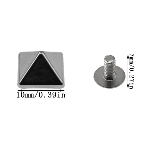 30 Pack Of 10mm Square Tip Zinc Alloy Screw Rivets In Sleek White Nickel Finish showing a square and round rivet design.