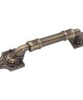 Antique bronze barn door handle with decorative ends, part of Two Piece Antique Bronze Barn Door Handles Set With Mounting Screws.