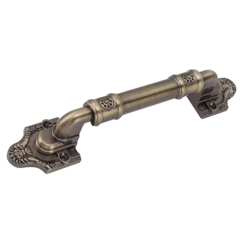 Antique bronze barn door handle with decorative ends, part of Two Piece Antique Bronze Barn Door Handles Set With Mounting Screws.