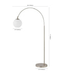 Nickel And White Nora Arc Floor Lamp With Mercury Glass Shade, Go To Mid Century Modern Standing Light for Living Room, side view