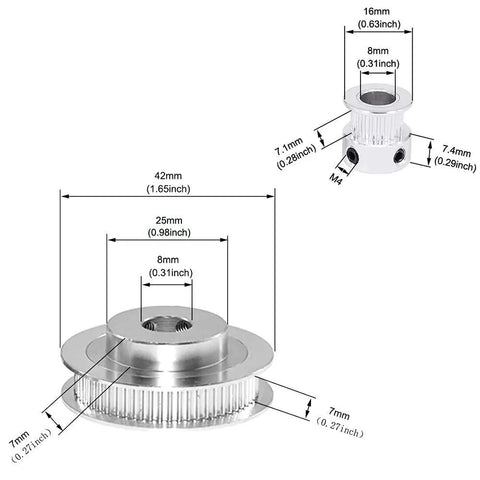 Two Piece GT2 Synchronous Belt Pulley Set With Aluminum Timing Pulleys 20T And 60T 8mm Bore 200mm Belt Length 6mm Belt Width Dope Pro Grade For CNC Machines And 3D Printers Delivers Smooth Low Noise Power Transfer; 8mm bore pulleys shown