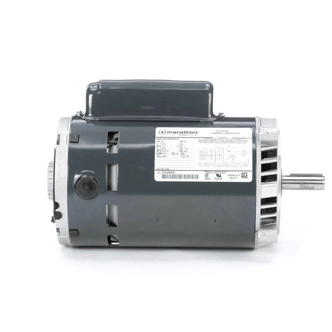 Straight-Shooting Heavy-Duty Oil Burner Motor, 3/4 HP, 3600 RPM, 56C Frame, Flange Mount, single phase view with label on side.