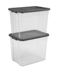 Heck Yeah 2 Pack 108 Quart Stackable Storage Containers With Deep Recessed Latch Lids Clear Plastic Heavy Duty Organizers.