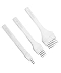 3 2 5 10 Prong Leather Punch Tool Set Pro Grade With White Steel Chisel Kit showing 3 prong sizes