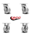 Service Caster 4-pack casters, 5-inch cast-iron wheels with ball bearings; 2 swivel, 2 rigid