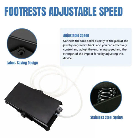 Foot pedal for Pneumatic Jewelry Engraver Machine Dual Head 400 To 8000 RPM Pro Grade With 0 To 60 PSI Pressure 110V 220V.