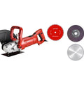 Tough As Nails Heavy Duty Electric Slotting Machine For Cutting Reinforced Concrete And Wood With 3000W Motor and various saw blades.