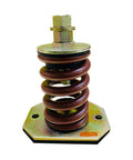 Heavy Duty Steel Spring Vibration Isolators With Knockout Performance 1322 Lb Capacity And 1 Inch Deflection Rock Solid Bracket Design Brown close-up view showing details of one isolator.