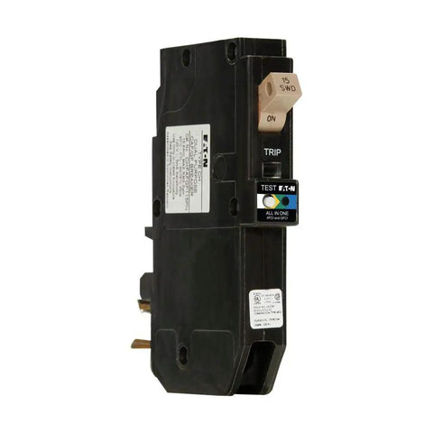 15 Amp 1 Pole Dual Function Arc Fault And Ground Fault Plug On Neutral Circuit Breaker with Clean Clutter Free Install