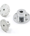 Rock Solid Rigid Flange Coupling With Precision Keyway Shaft Connector For Heavy Duty Industrial Power Transmission 18mm Size, anodized aluminum body.