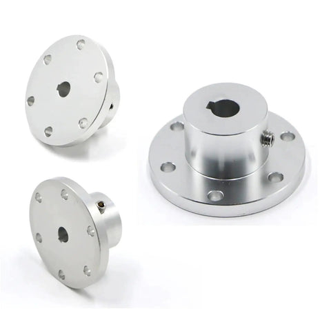 Rock Solid Rigid Flange Coupling With Precision Keyway Shaft Connector For Heavy Duty Industrial Power Transmission 18mm Size, anodized aluminum body.