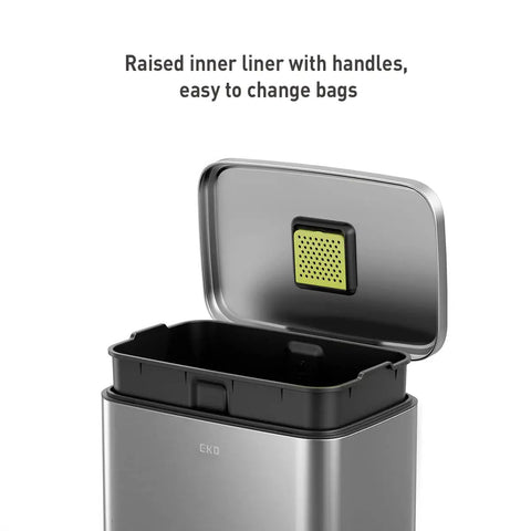 Matte Stainless Steel Step Trash Can With Hands Free Foot Pedal And Inner Liner 50 Liter 13.2 Gallon Fingerprint Resistant Finish