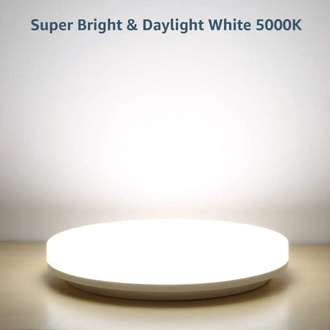 Illuminated 11 Inch Flush Mount LED Ceiling Light 24W 2400 Lumen Not Dimmable Waterproof IP54 Daylight White 5000K for kitchens and bathrooms